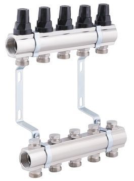 Коллектор латунный термо регулировочный SD FORTE 1" на 5 выходов SF002W5 - SF002W5