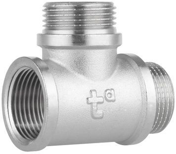 Тройник латунный Thermo Alliance Forte 3/4"ВРх3/4"НРх3/4"НР равнопроходной никелированный SF36520