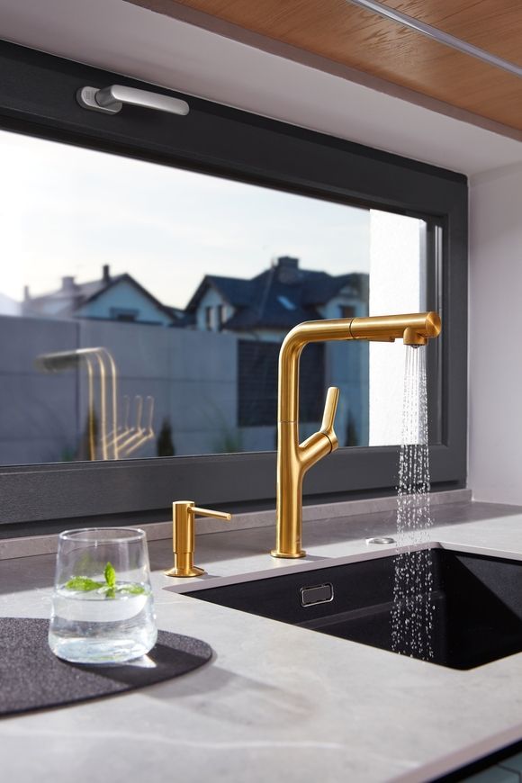 Смеситель для кухни KFA ARMATURA DUERO DESIGN GOLD с выдвижным изливом 6623-220-31 - 6623-220-31