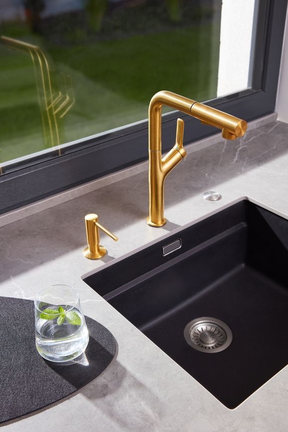Смеситель для кухни KFA ARMATURA DUERO DESIGN GOLD с выдвижным изливом 6623-220-31 - 6623-220-31