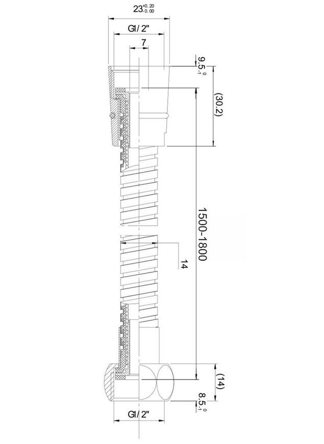 Шланг для душу Imprese 1500-1800 мм, anti-twist f03600110SB чорний матовий - f03600110SB