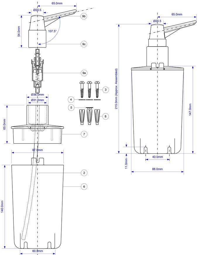 Дозатор для моющего средства McALPINE настольный HC21-CP хром