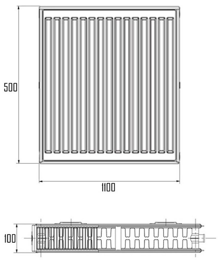 Радиатор стальной IMAS 22 (500x1100) мм боковое подключение I225001100K - I225001100K
