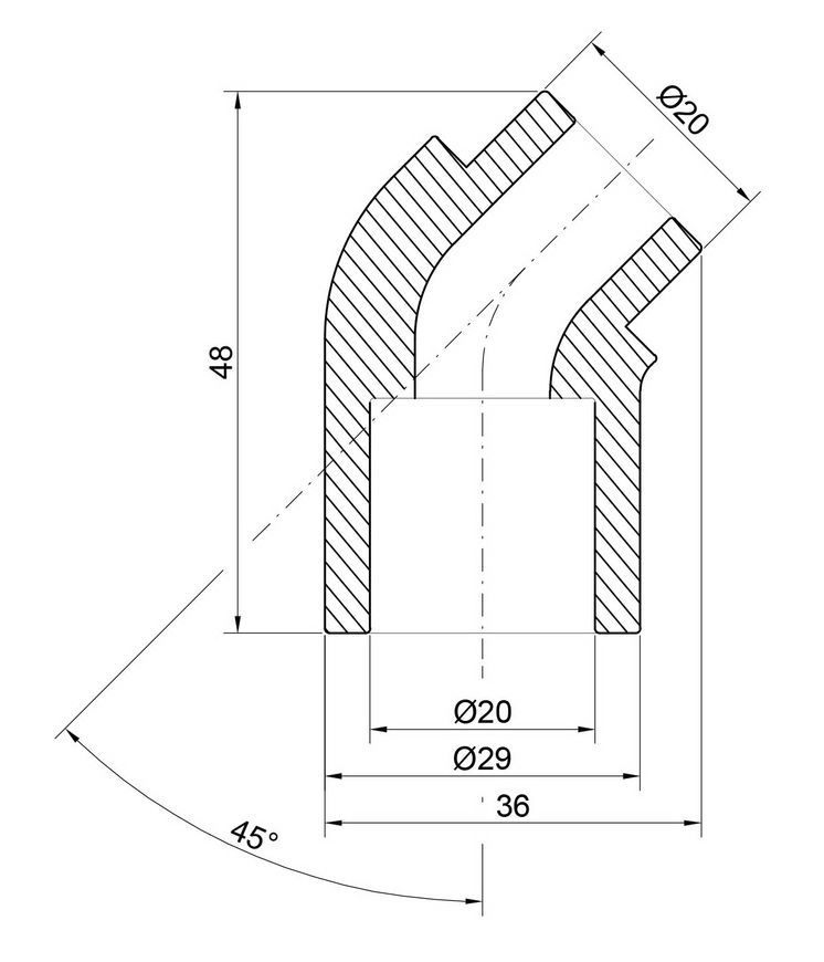 Кутик PPR THERMO ALLIANCE 20, 45&deg; - DSE901