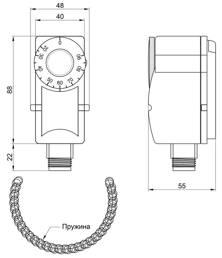 Термостат накладной SD Plus с пружиной 0-90°С SD349