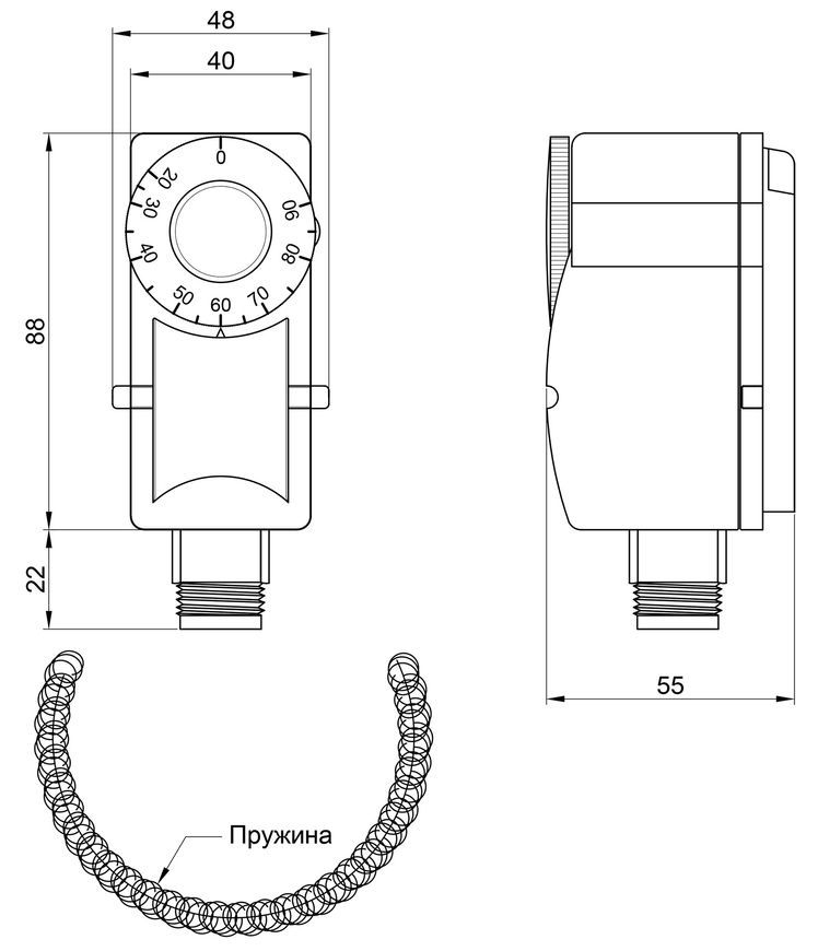 Термостат накладний Thermo Alliance Standart з пружиною 0-90&deg;С SD349