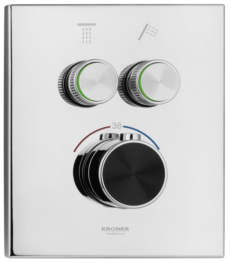 Душова система прихованого монтажу термостатична Kroner Element Thermo 211461-0101 на 2 споживача, латунь, хром CV036826 - Element Thermo 211461-0101