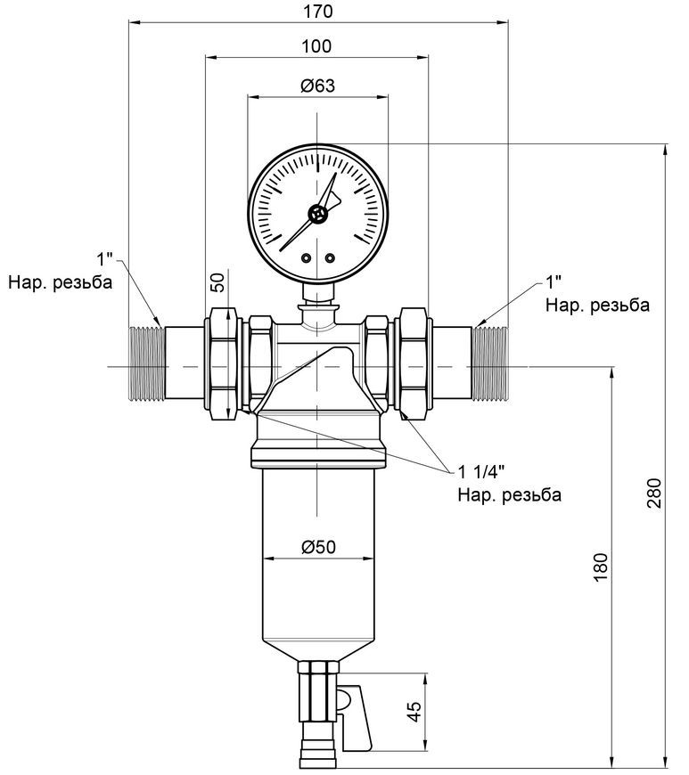 Фильтр самопромывной ICMA 1 1/4" №751 с манометром - 83751AG05