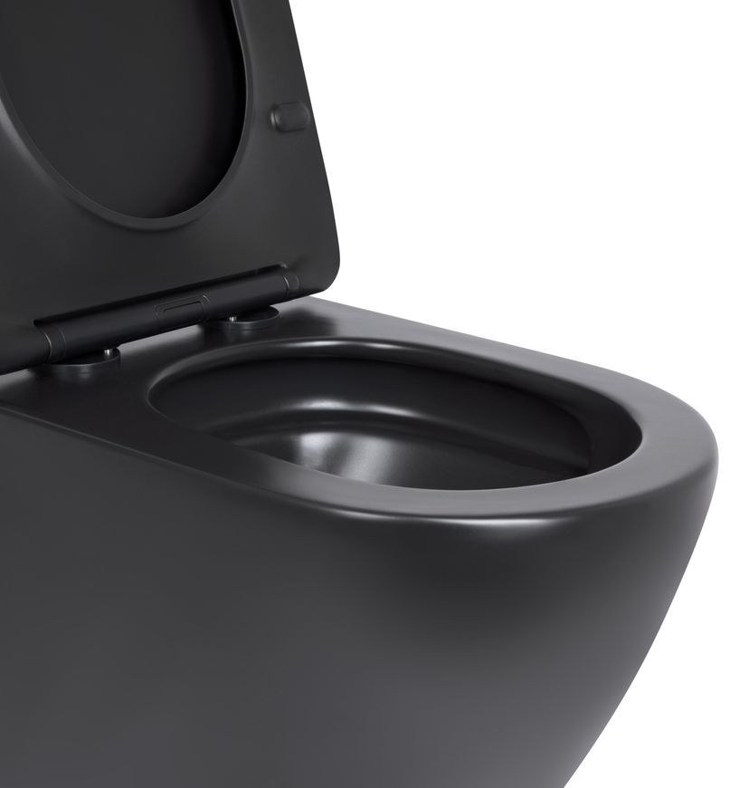 Унітаз підвісний Qtap Robin New Ultra Quiet сидіння Slim Duroplast/Soft-close/Quick relase чорний QT13332381АSMB - QT13332381АSMB
