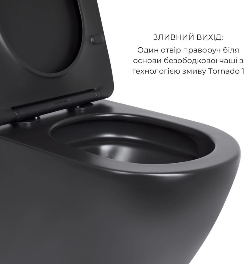 Унітаз підвісний Qtap Robin New Ultra Quiet сидіння Slim Duroplast/Soft-close/Quick relase чорний QT13332381АSMB - QT13332381АSMB