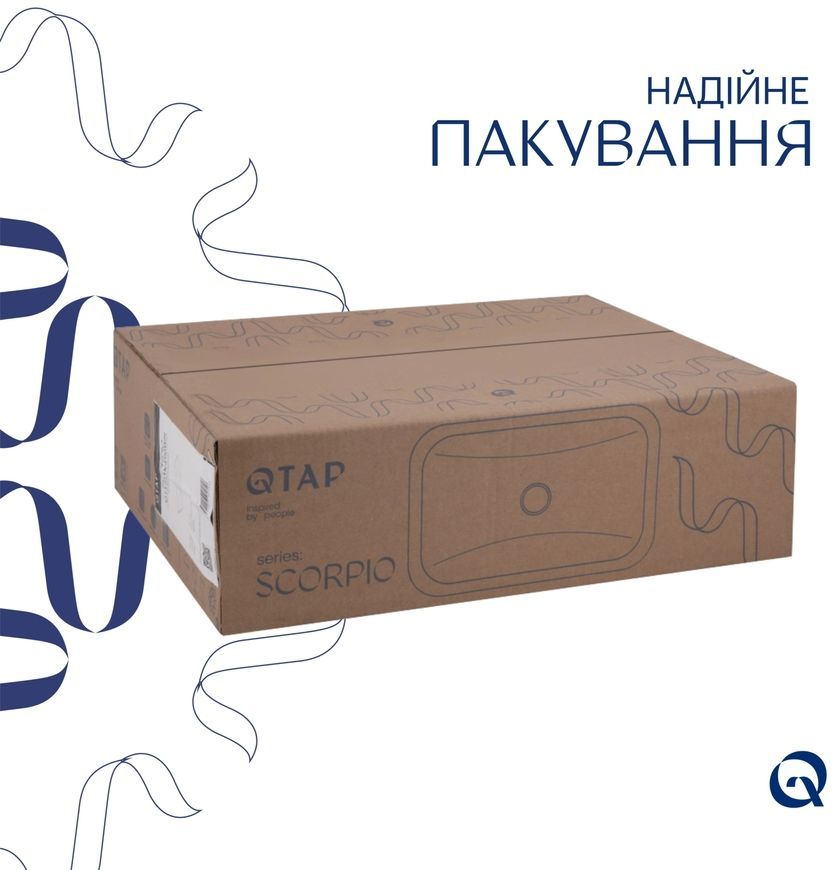 Раковина Qtap Scorpio врізна прямокутна 510х390х145 White з донним клапаном PU02 QT1411K490WN47290 - QT1411K490WN47290