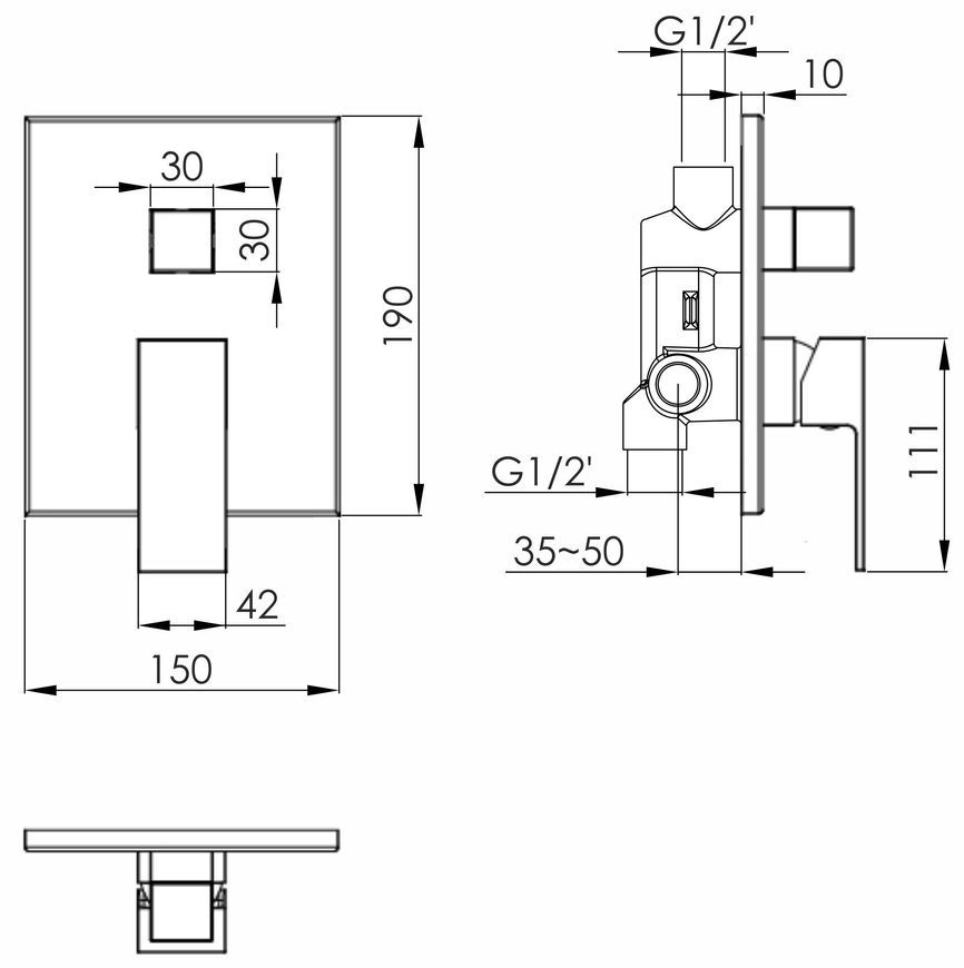 Смеситель скрытого монтажа для душа Imprese Judit 2 функции f04610801AA хром - f04610801AA
