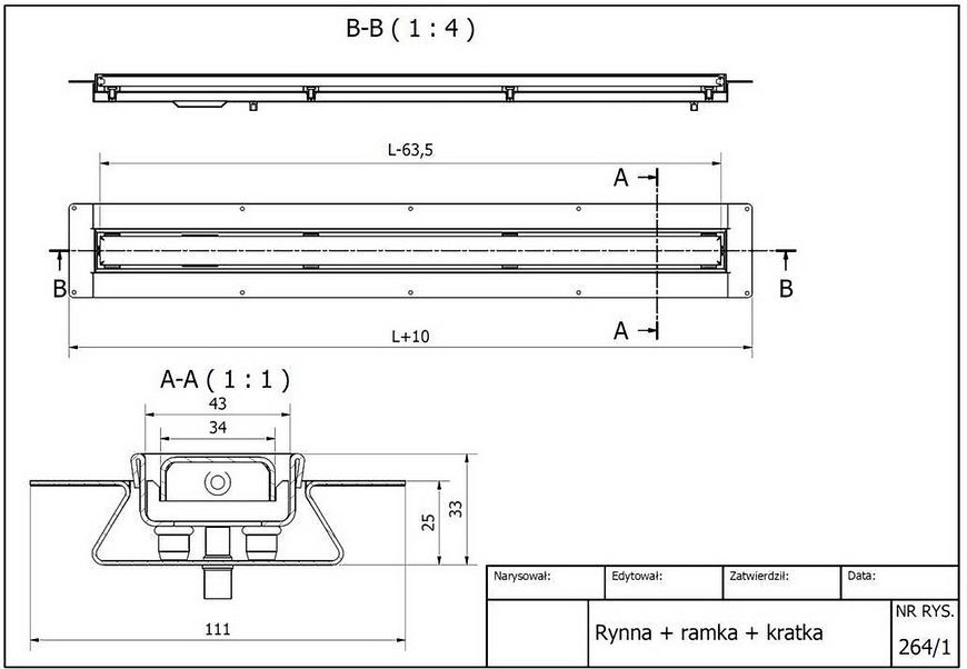 Трап для душа McALPINE OMEGA Slim 800 мм MPCD800-O-B-NT без ножек - MPCD800-O-B-NT