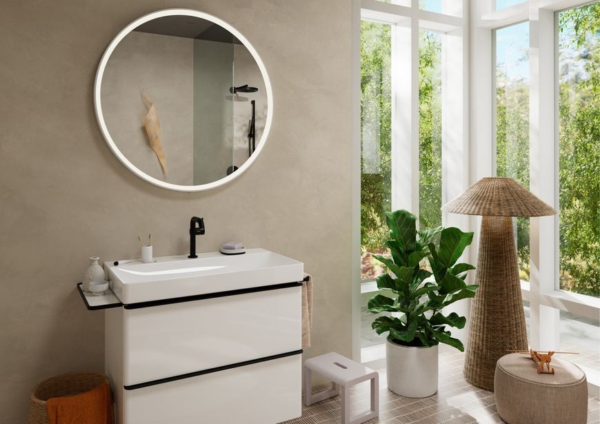 Смеситель для раковины HANSGROHE Tecturis S 150 Fine CoolStart EcoSmart+ Matt Black 73340670 черный с донным клапаном - 73340670