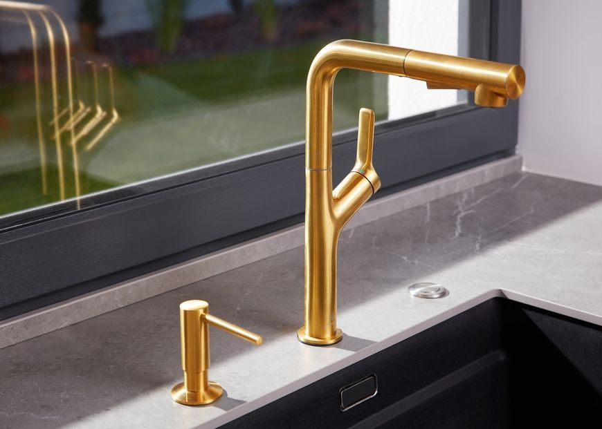 Смеситель для кухни KFA ARMATURA DUERO DESIGN GOLD с выдвижным изливом 6623-220-31 - 6623-220-31