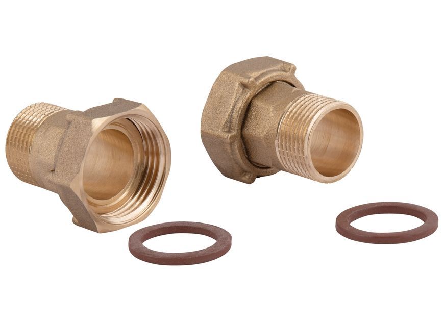 Комплект штуцеров для счетчика с накидной гайкой SD Plus 3/4"ВРх1/2"НР латунь SD42920