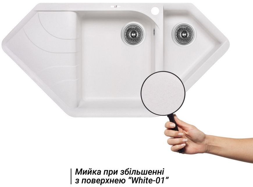 Кухонна мийка з додатковою чашею LIDZ 1000x500/225 WHI-01 (LIDZWHI011000500225) - LIDZWHI011000500225