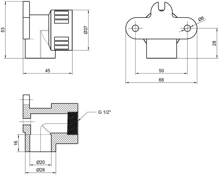 Уголок PPR ALFA PLAST настенный 20х1/2" ВР APF90W2012X - APF90W2012X