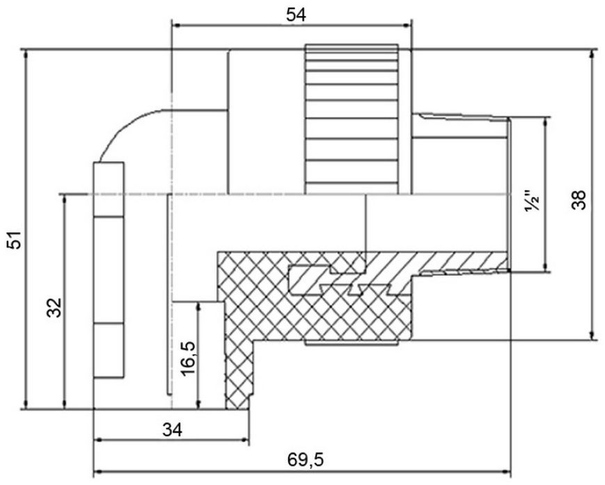 Кутик PPR BLUE OCEAN настінний з кріпленням 25х1/2", 90&deg; ЗР BOETE12501XXX - BOETE12501XXX