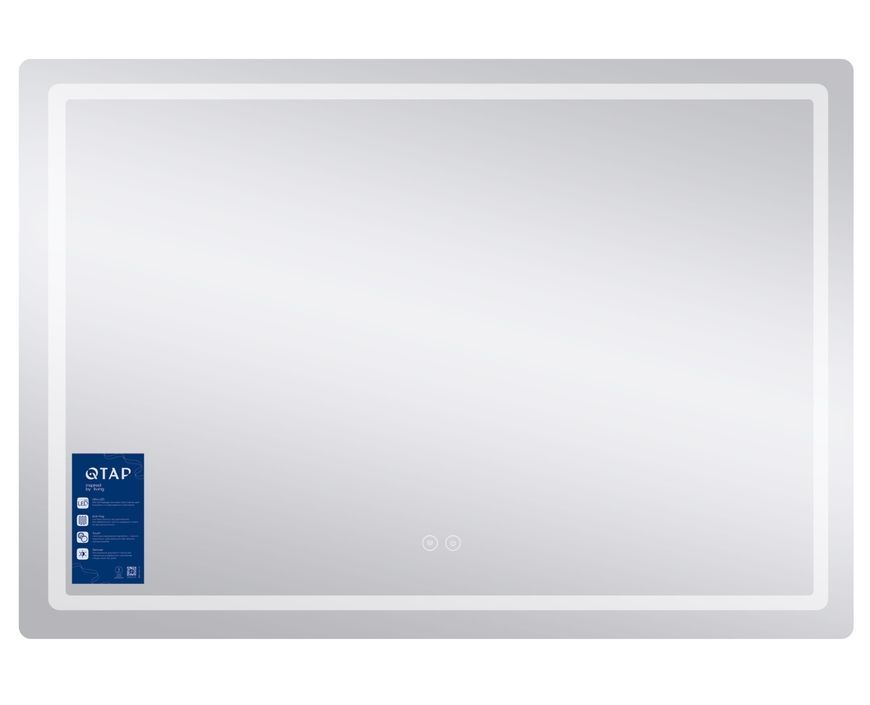 Дзеркало настінне прямокутне Qtap Mideya MI9 1000х700 з LED-підсвіткою Touch, антизапотіванням, димером, рег. яскравості QT2078NCF10070W