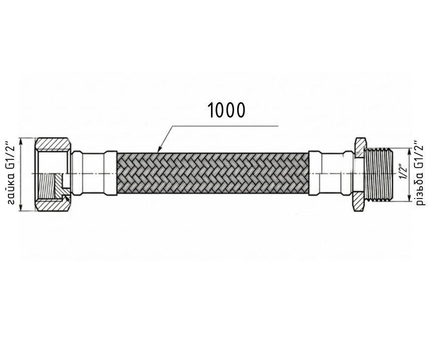 Шланг для подключения воды Thermo Alliance Forte 100 см 1/2"x1/2" ВН нерж. оплетка TAF386W100