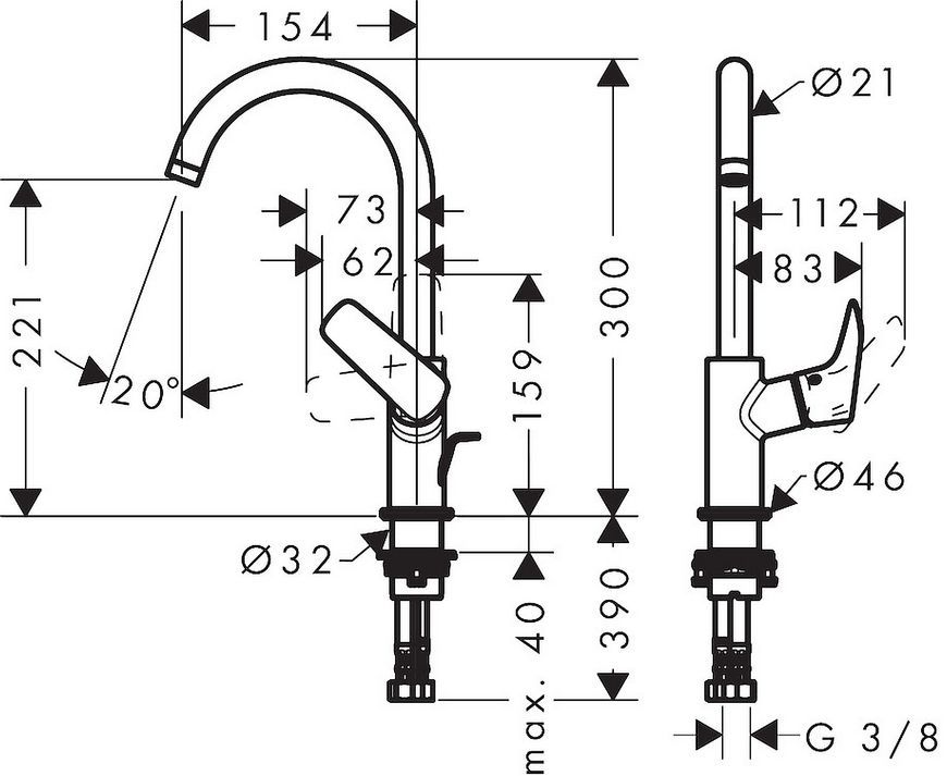 Смеситель для раковины HANSGROHE Logis 210 Matt Black 71130670 черный матовый с д/к - 71130670