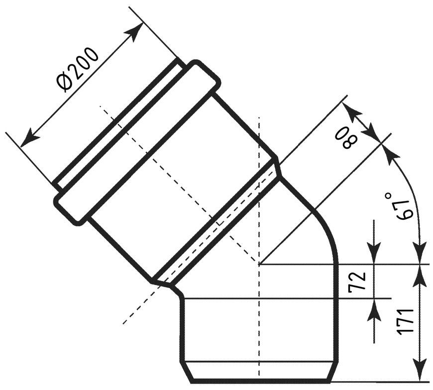 Колено канализационное Ostendorf-OSMA KG System d200&times;67&deg; SD00058083