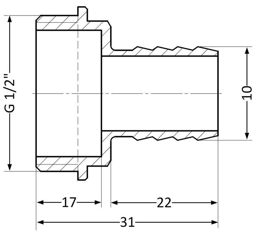 Штуцер латунный SD Plus 1/2"НРх10 SD4271510