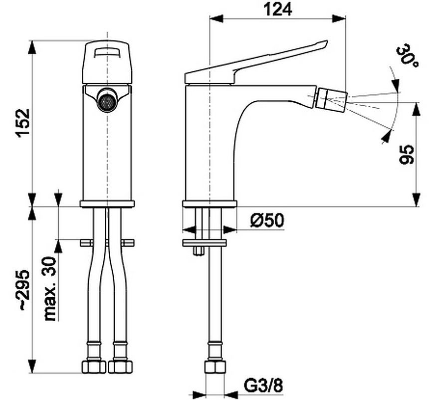 Смеситель для биде KFA ARMATURA AMAZONIT 4627-015-00 с донным клапаном - 4627-015-00