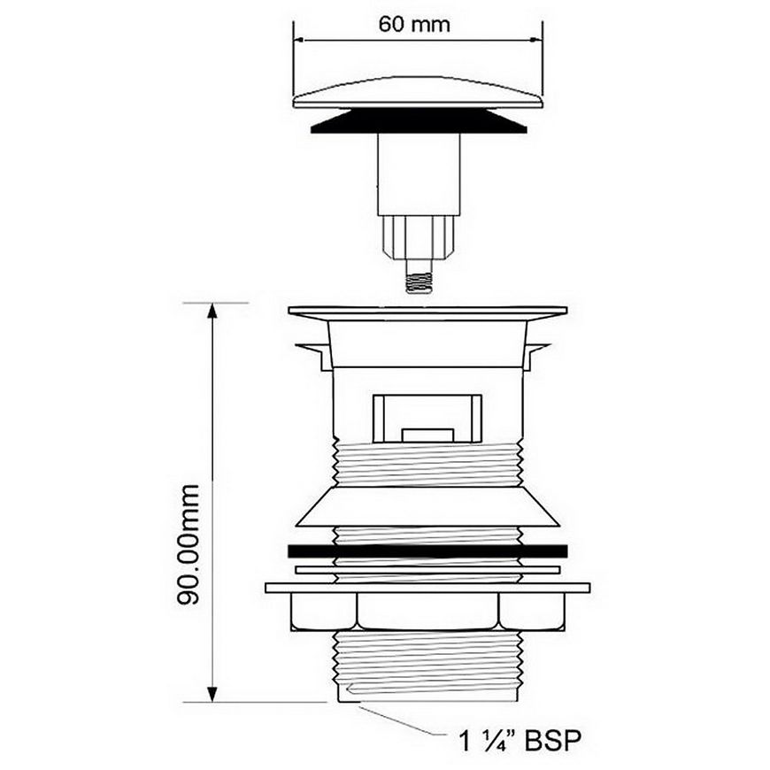 Донний клапан McALPINE CW60-CB Cliсk-Claсk хром для раковини 1 1/4" з переливом - CW60CB