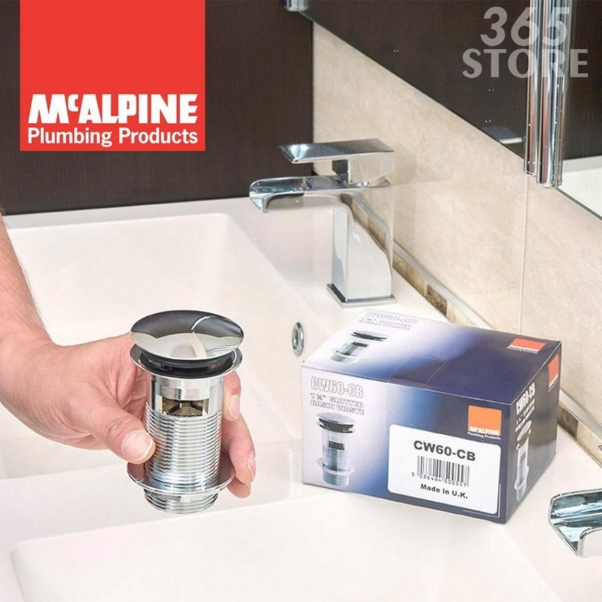Донный клапан McALPINE CW60-CB Cliсk-Claсk хром для раковины 1 1/4" с переливом - CW60CB