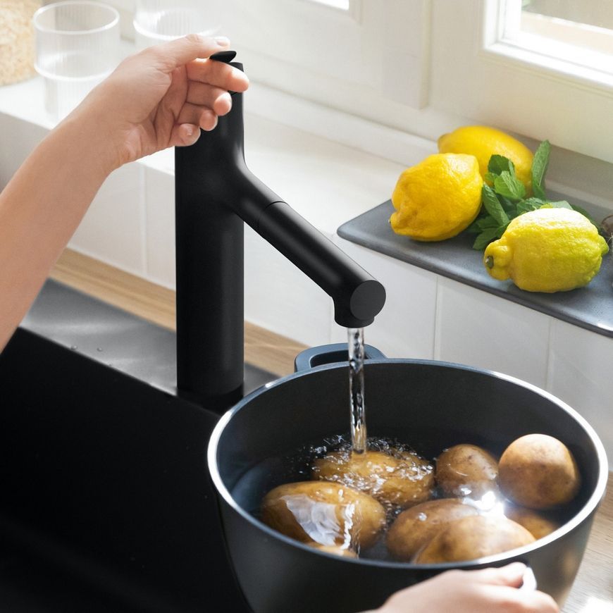 Змішувач кухонний HANSGROHE Zesis M33 160 з витяжним виливом 2jet 74801670 чорний матовий - 74801670