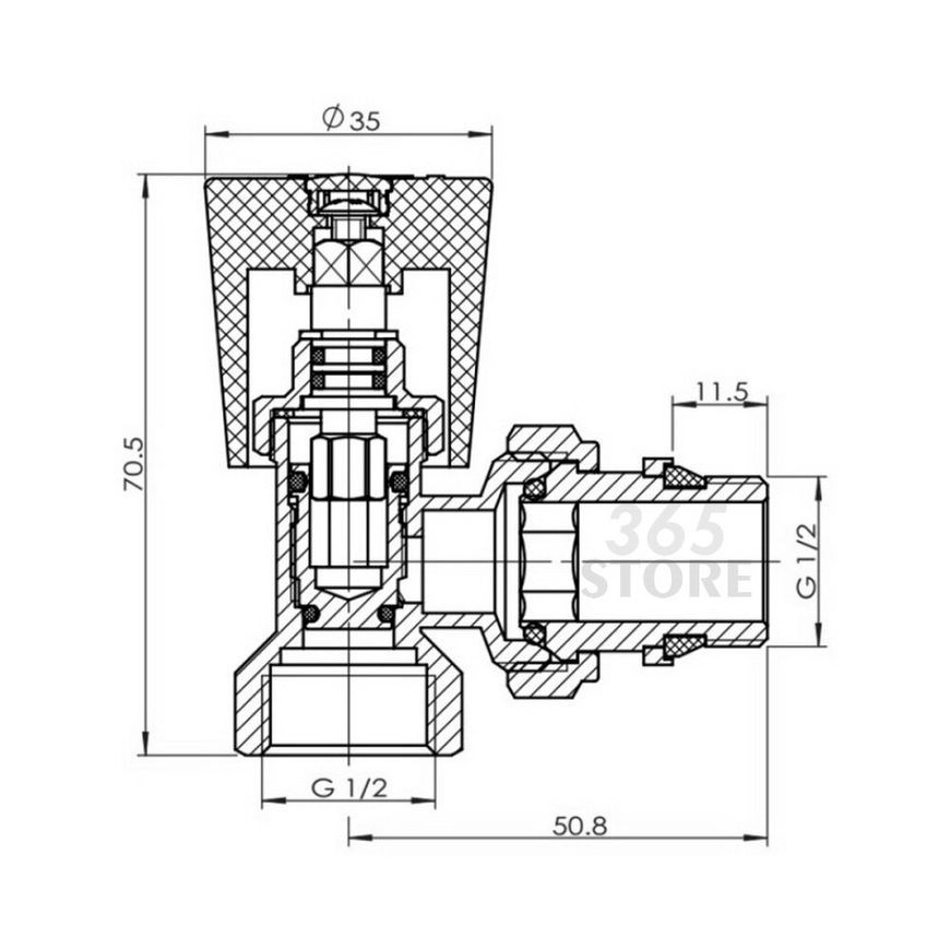 Кран (вентиль) радиаторной SD FORTE Classic с ручкой и антипротечкой угловой 1/2 - SF228W15