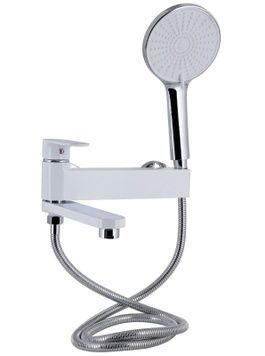 Змішувач для ванни Qtap Jay з поворотним виливом та душовим гарнітуром Chrome/White QTJAY260CRW45554 - QTJAY260CRW45554