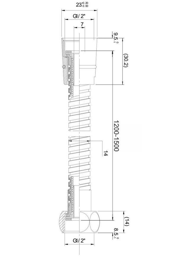 Шланг для душа Imprese 1200-1500 мм, anti-twist f03600110SA черный матовый - f03600110SA