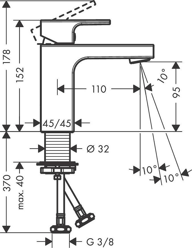 Змішувач для раковини HANSGROHE Vernis Shape 100 чорний матовий 71569670 - 71569670