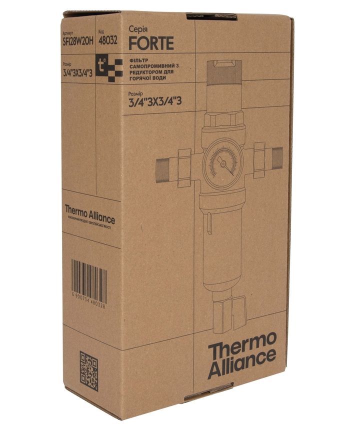 Фильтр самопромывной для горячей воды Thermo Alliance Forte 3/4" НР с редуктором давления SF128W20H - SF128W20H