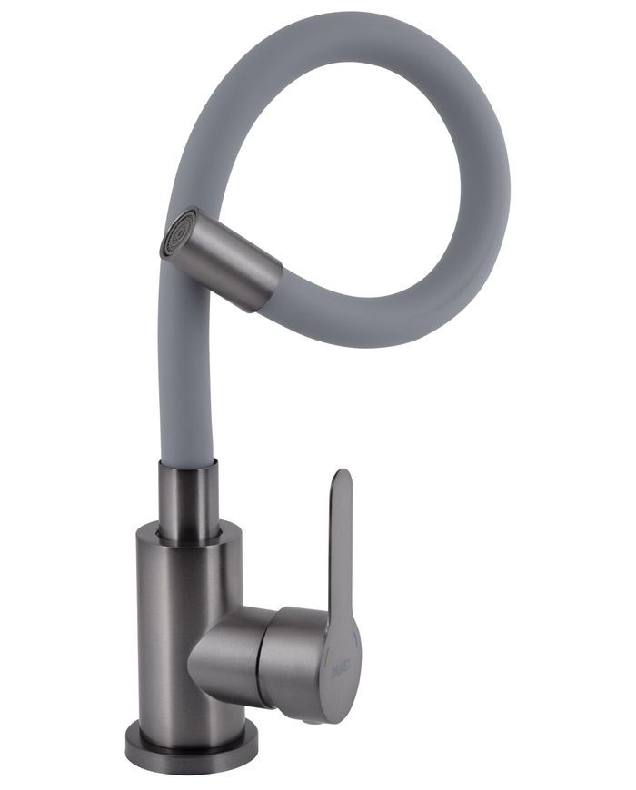 Смеситель для кухни Brinex Pure 015F3 с гибким изливом Graphite/Grey BRIPUR015F3GRG - BRIPUR015F3GRG
