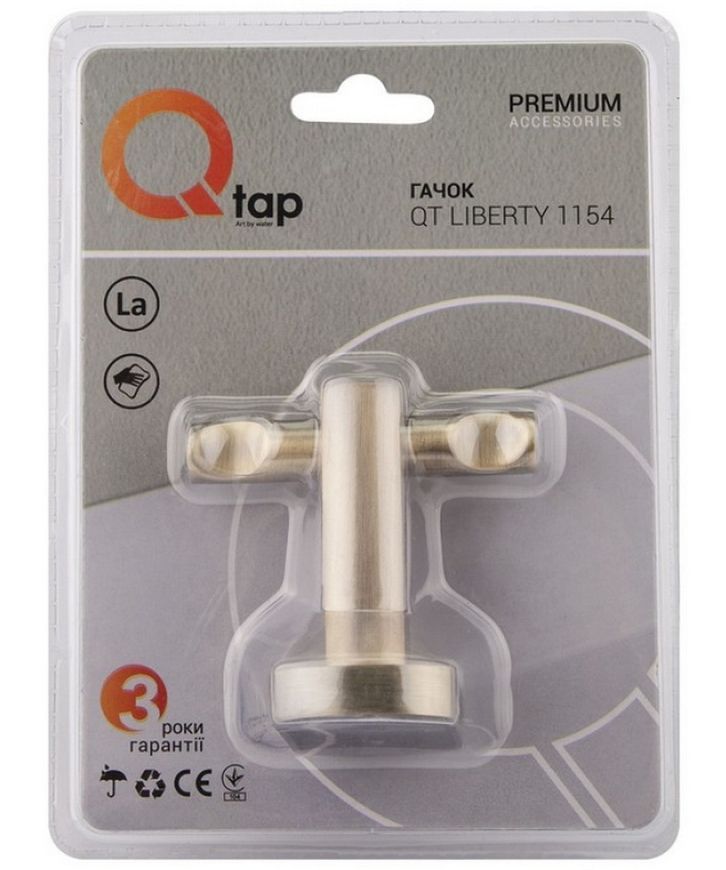 Гачок подвійний настінний QTAP Liberty ANT 1154 бронза QTLIBANT1154