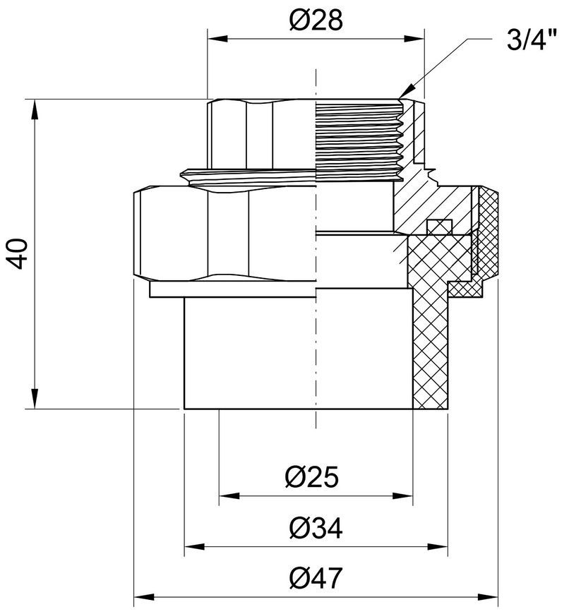Сгон "Американка" PPR ALFA PLAST 25х3/4" ВР - APFTUX2534X