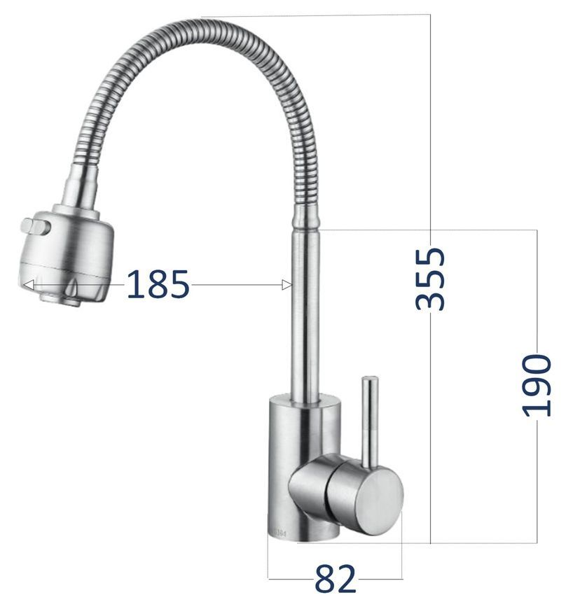 Смеситель для кухни Lidz Aria 015F41 с гибким изливом никель LDARI015F41NKS45306 - LDARI015F41NKS45306