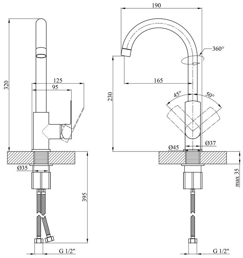 Змішувач для кухні Kroner KRM Main-C030 хром силумін CV020441 - Main-C030