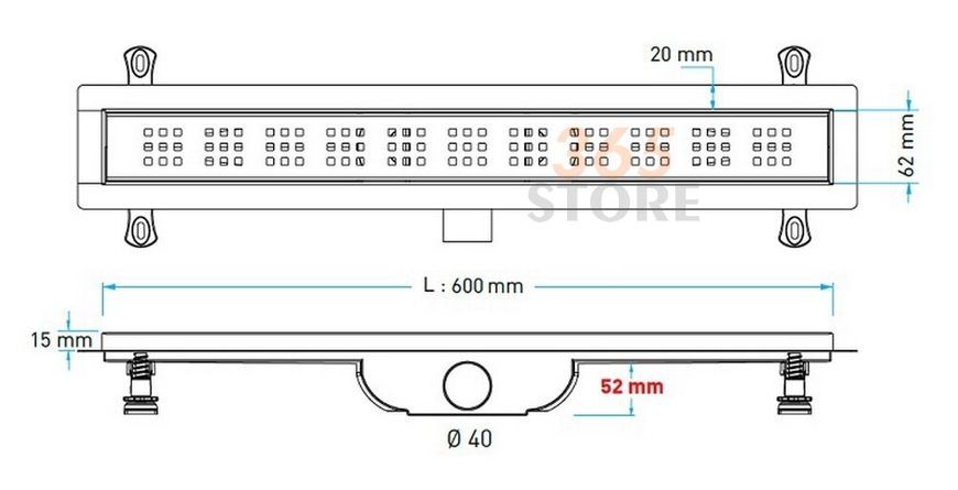 Трап VALTEMO Aqualine Base з комбінованим затвором 600 мм - VLD-600320