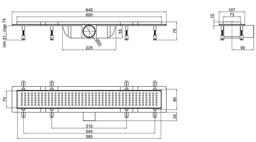 Набір: душові двері в нішу QTAP PISCES WHI208-9.CP5 79-92x185, скло Pattern 5 мм + душовий трап - QTDRYFB304600PISWHI2089CP5