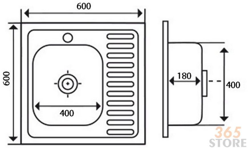 Кухонная мойка IMPERIAL 6060-L Decor 0,6 мм (IMP6060L06DEC) - IMP6060L06DEC