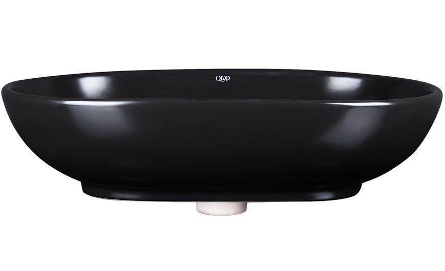 Раковина-чаша QTAP Leo 585х380х180 Matt black з донним клапаном QT1111A028MB - QT1111A028MB