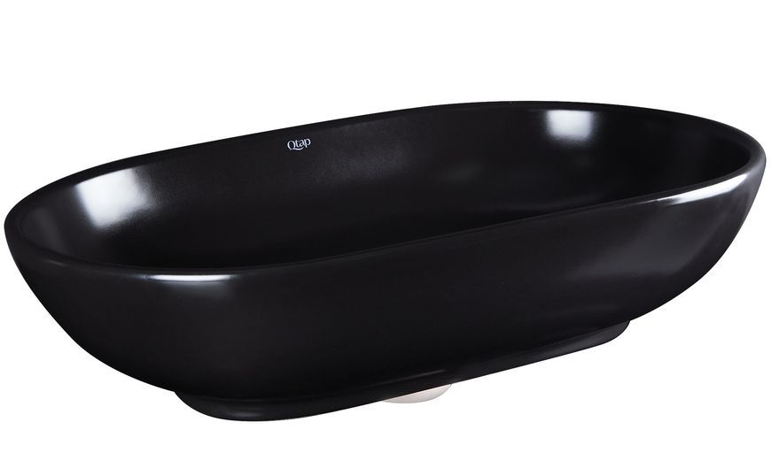Раковина-чаша QTAP Leo 585х380х180 Matt black з донним клапаном QT1111A028MB - QT1111A028MB