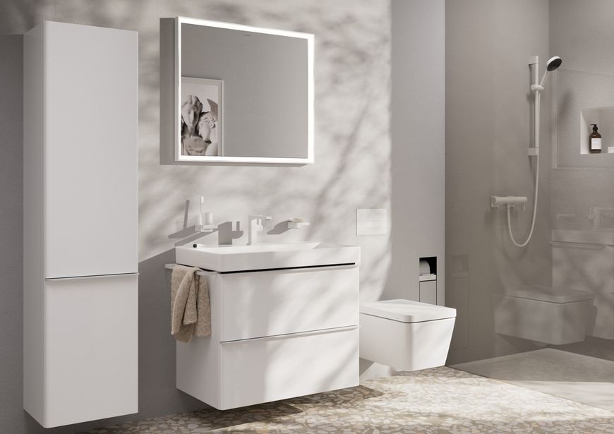 Смеситель для раковины HANSGROHE Tecturis E 110 Fine CoolStart EcoSmart+ Matt White 73020700 белый с донным клапаном - 73020700