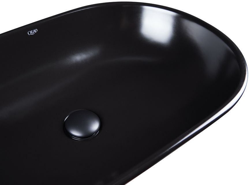 Раковина-чаша QTAP Leo 585х380х180 Matt black з донним клапаном QT1111A028MB - QT1111A028MB