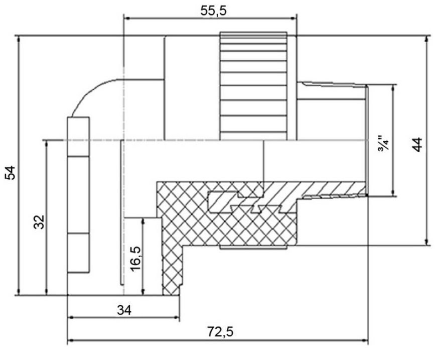 Уголок PPR BLUE OCEAN настенный с креплением 25х3/4", 90&deg; НР BOETE12502XXX - BOETE12502XXX